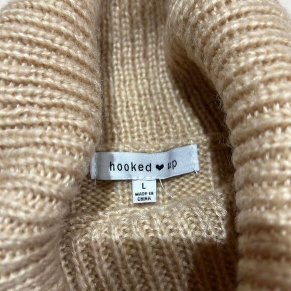 Tan Cable Knit Cropped Turtleneck Sweater - Picture 6 of 7